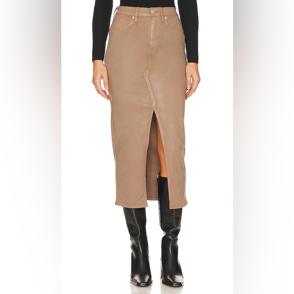 SOLD- NWT Hudson Jeans Reconstructed Skirt in Coated Hot Chocolate